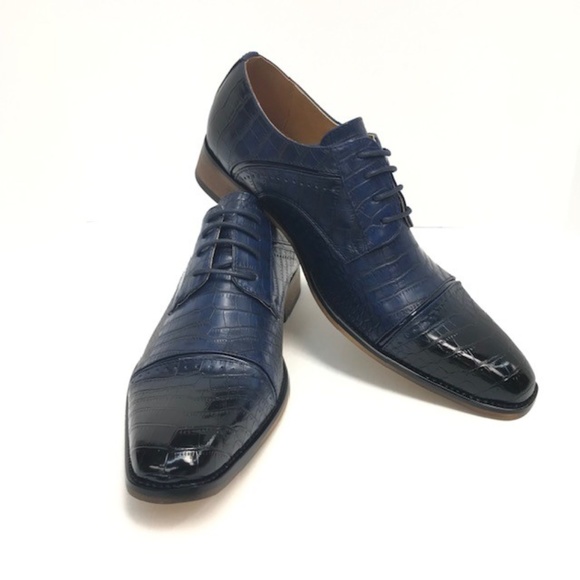 blue dress shoes